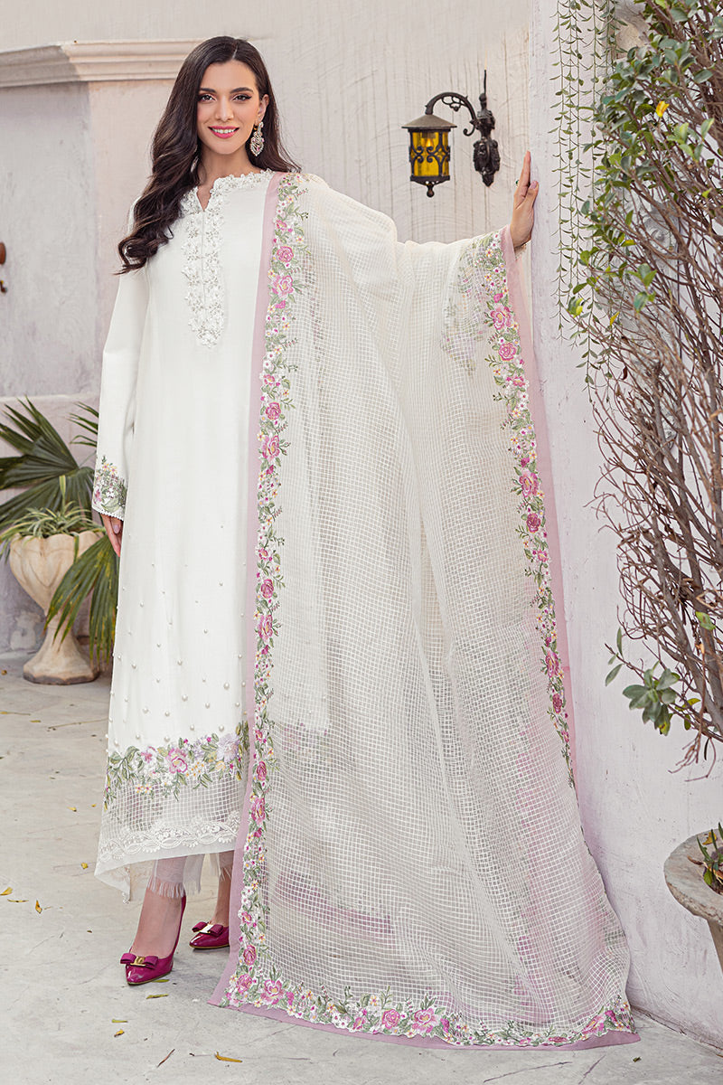 WHITE SAND MLE22-06 | Mushq Eid Pret Drop 2 | 3Pc Cotton Net Suit