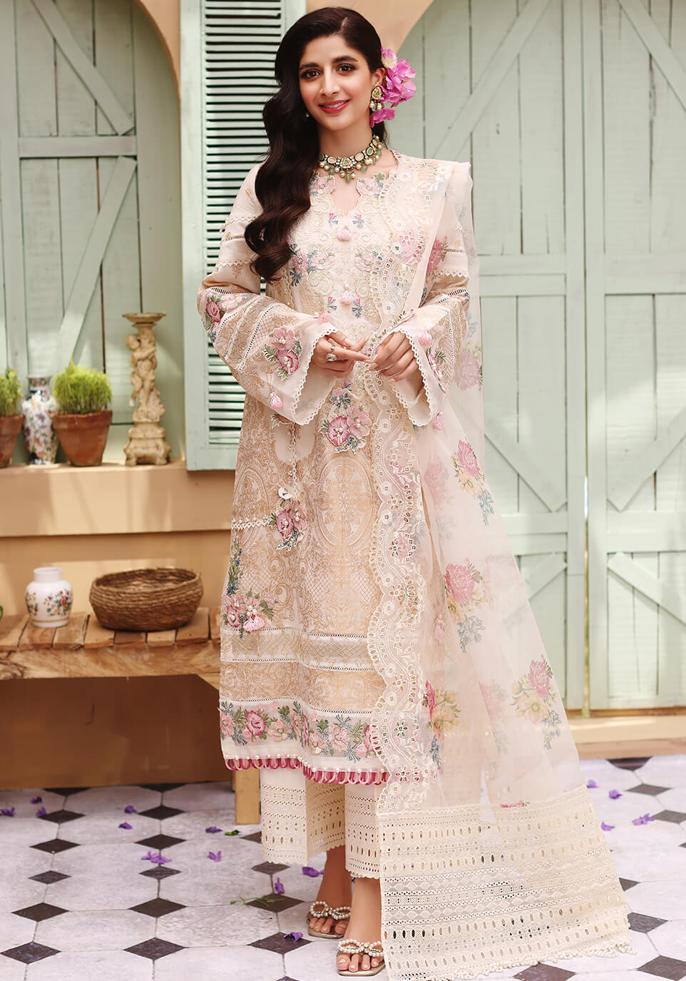 ELF-1 Damask | Elaf Luxury Festive Lawn Collection 2022 | Unstitched Embroidered Lawn Suits
