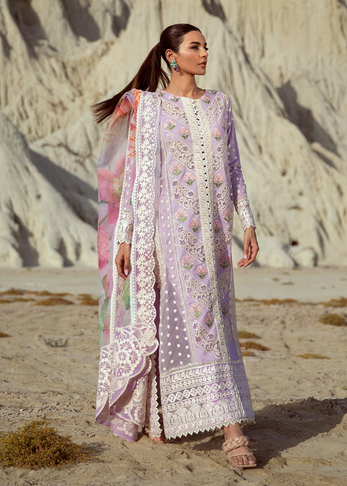 Chikkankari Reinvented - 7A - Amethyst | Crimson Serendipity Luxury Lawn Collection 2022