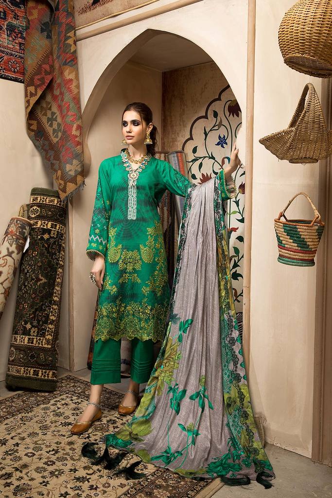 CNW-6 | Charizma Naranji Unstitched Embroidered Khaddar With Embroidered Shawl Vol-1 Collection | Unstitched Embroidered Suit