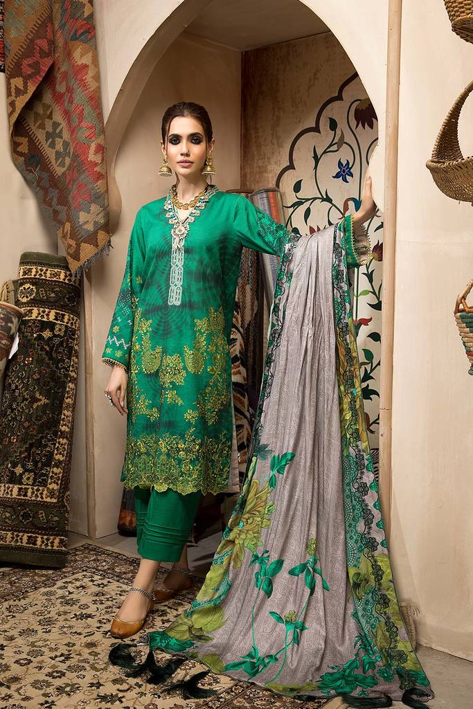 CNW-6 | Charizma Naranji Unstitched Embroidered Khaddar With Embroidered Shawl Vol-1 Collection | Unstitched Embroidered Suit