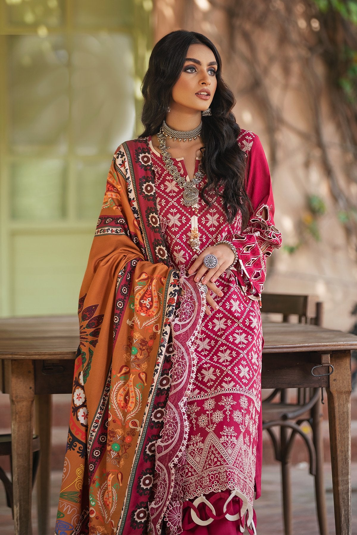 JANAH NW-34 | Nureh Maya Khaddar Fall / Winter Collection 2021 | Unstitched Embroidered Slub Khaddar Suits