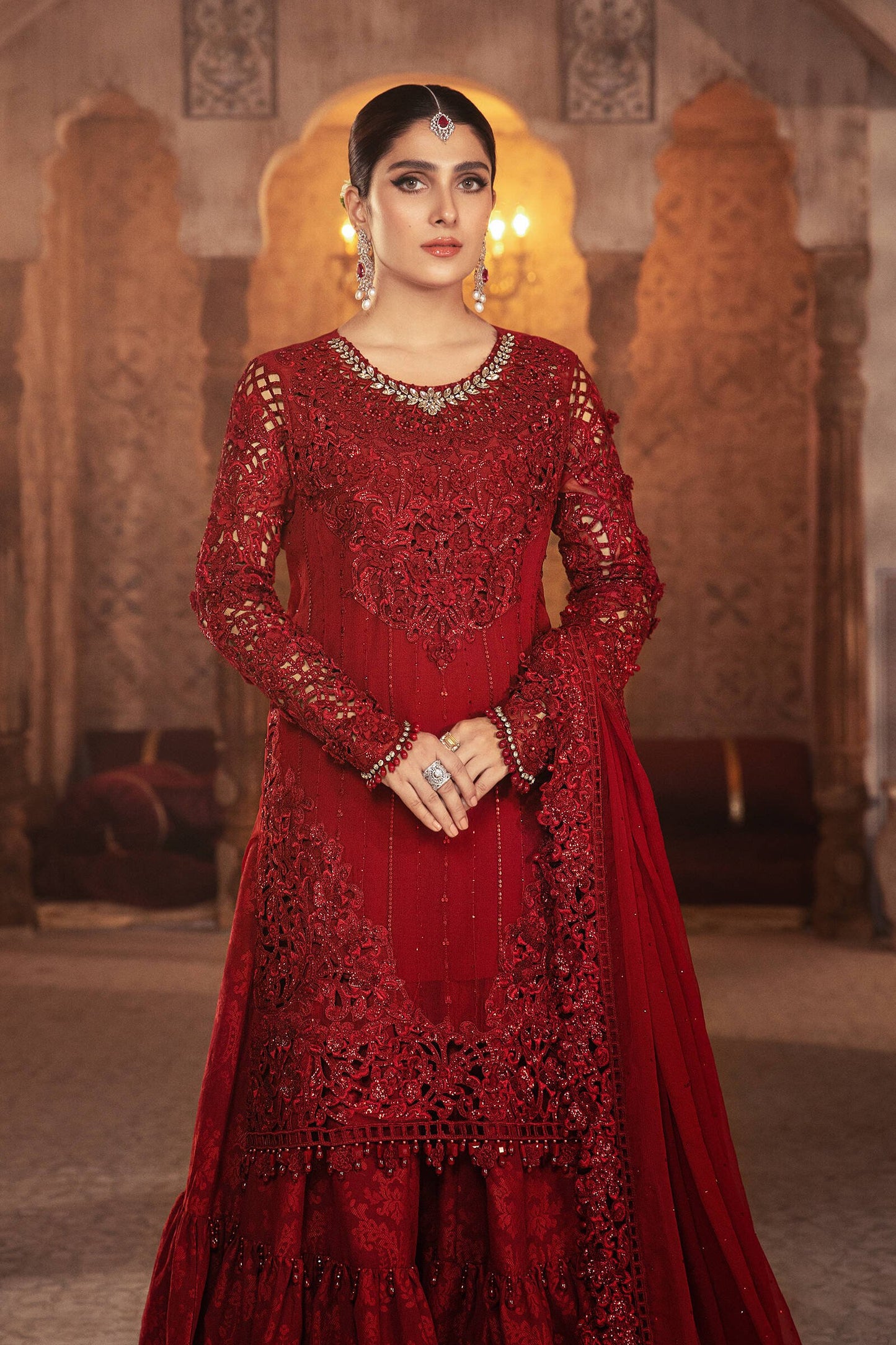 BD-2305 Ruby Red | Maria B Mbroidered Winter Wedding Collection 2021 | Unstitched Embroidered Suits