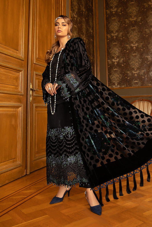 DL-911-Black and Blue | Maria B Winter Linen Unstitched Collection 2021 | Unstitched Embroidered Linen Suits