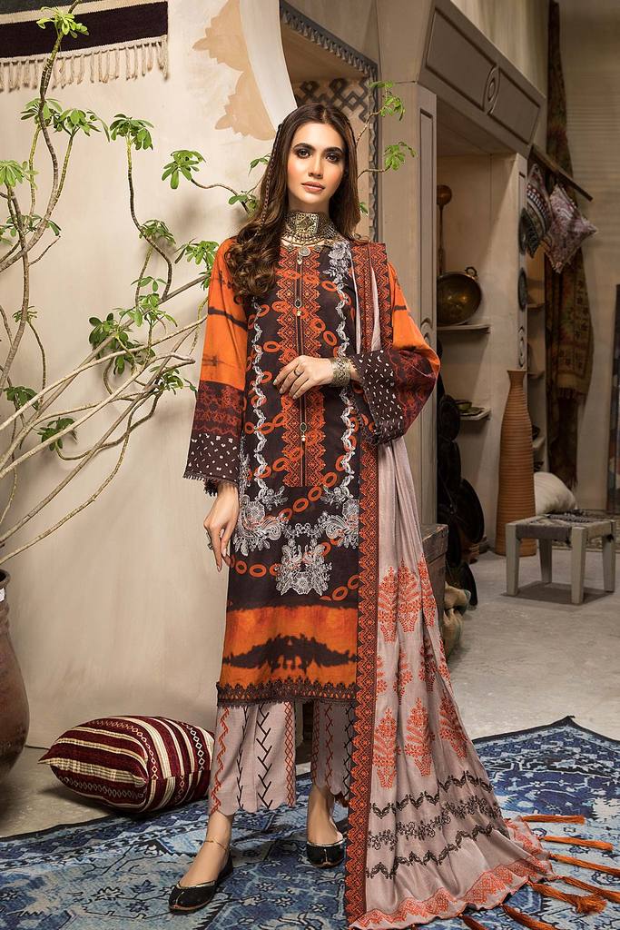 CNW-1 | Charizma Naranji Unstitched Embroidered Khaddar With Embroidered Shawl Vol-1 Collection | Unstitched Embroidered Suit