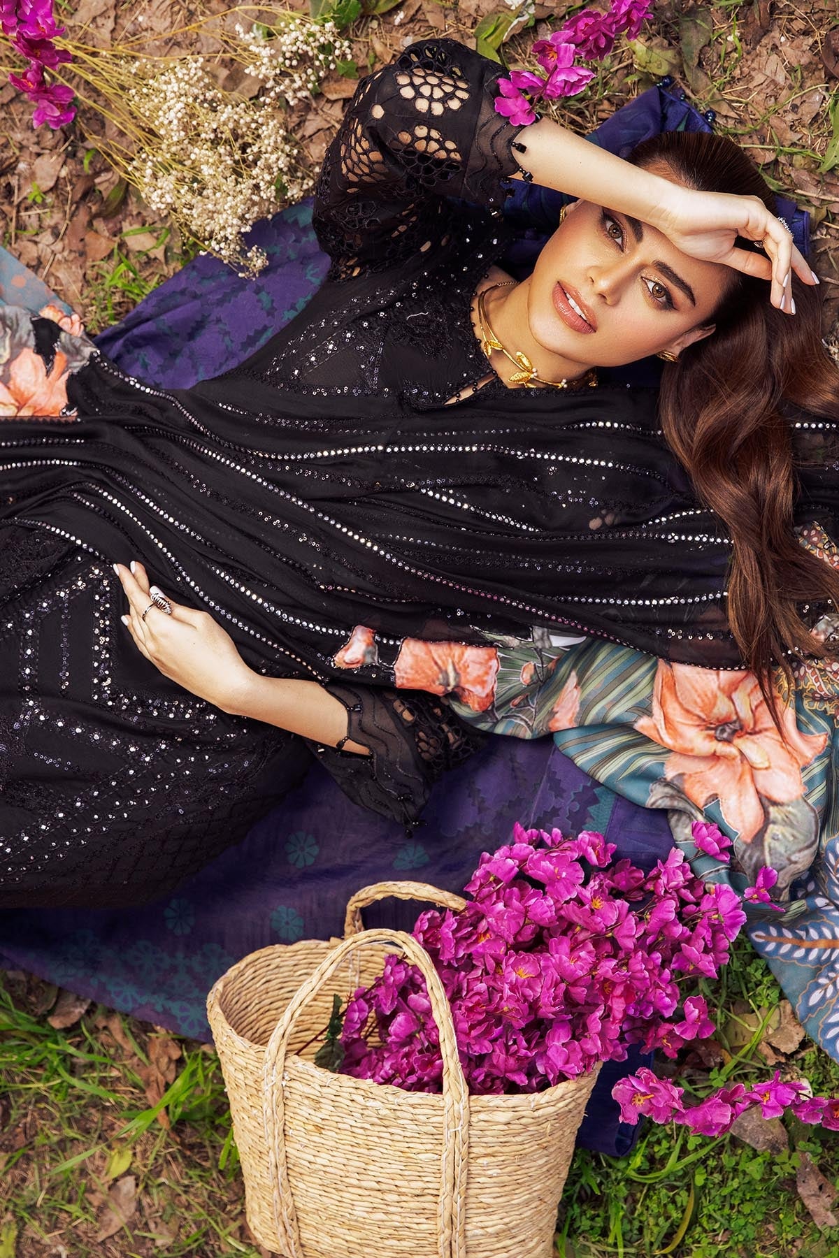 NIGHT FALL NI-34 | Nureh Blooming Summers Exclusive Luxury Lawn Collection 2022 | Unstitched Embroidered Lawn Suits