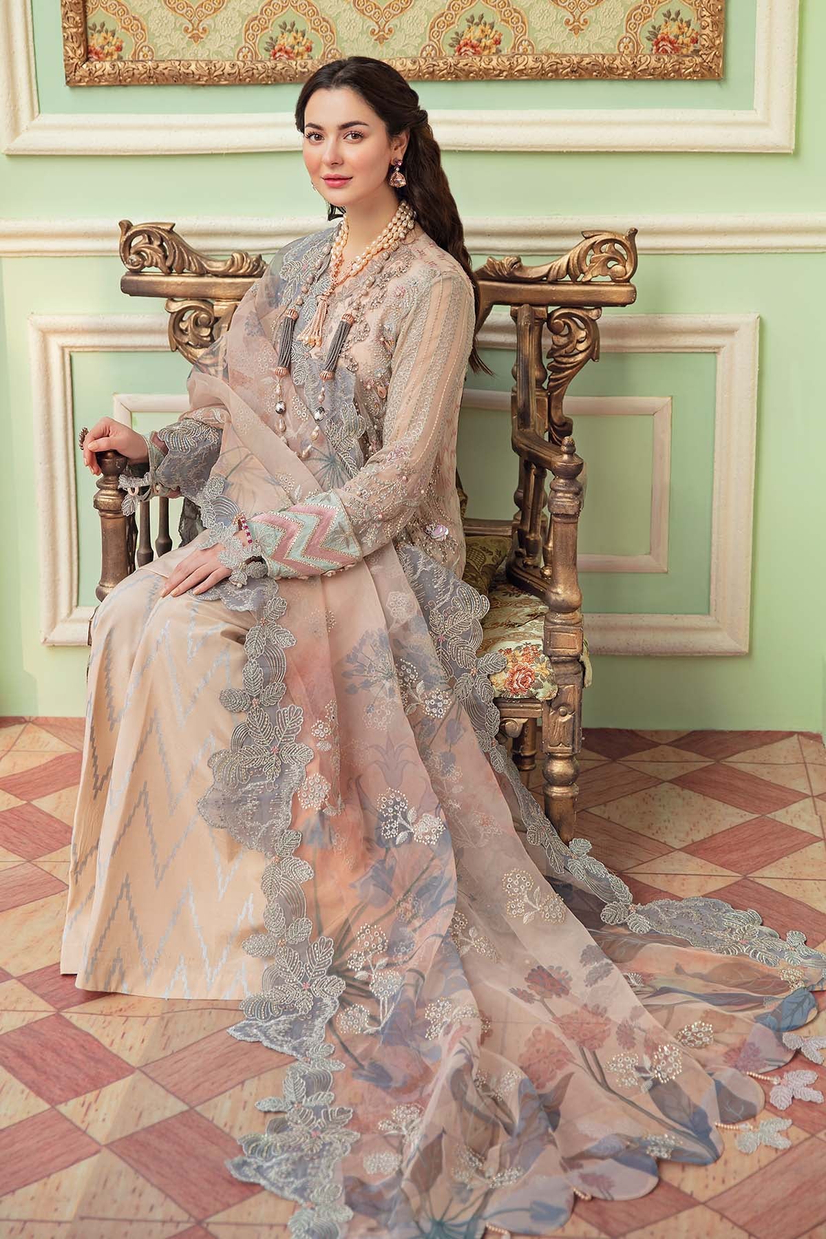 ROSE CLAIRE NL-30 | Nureh The Secret Garden Luxury Formals Collection 2022 | Unstitched Embroidered Chiffon Suits