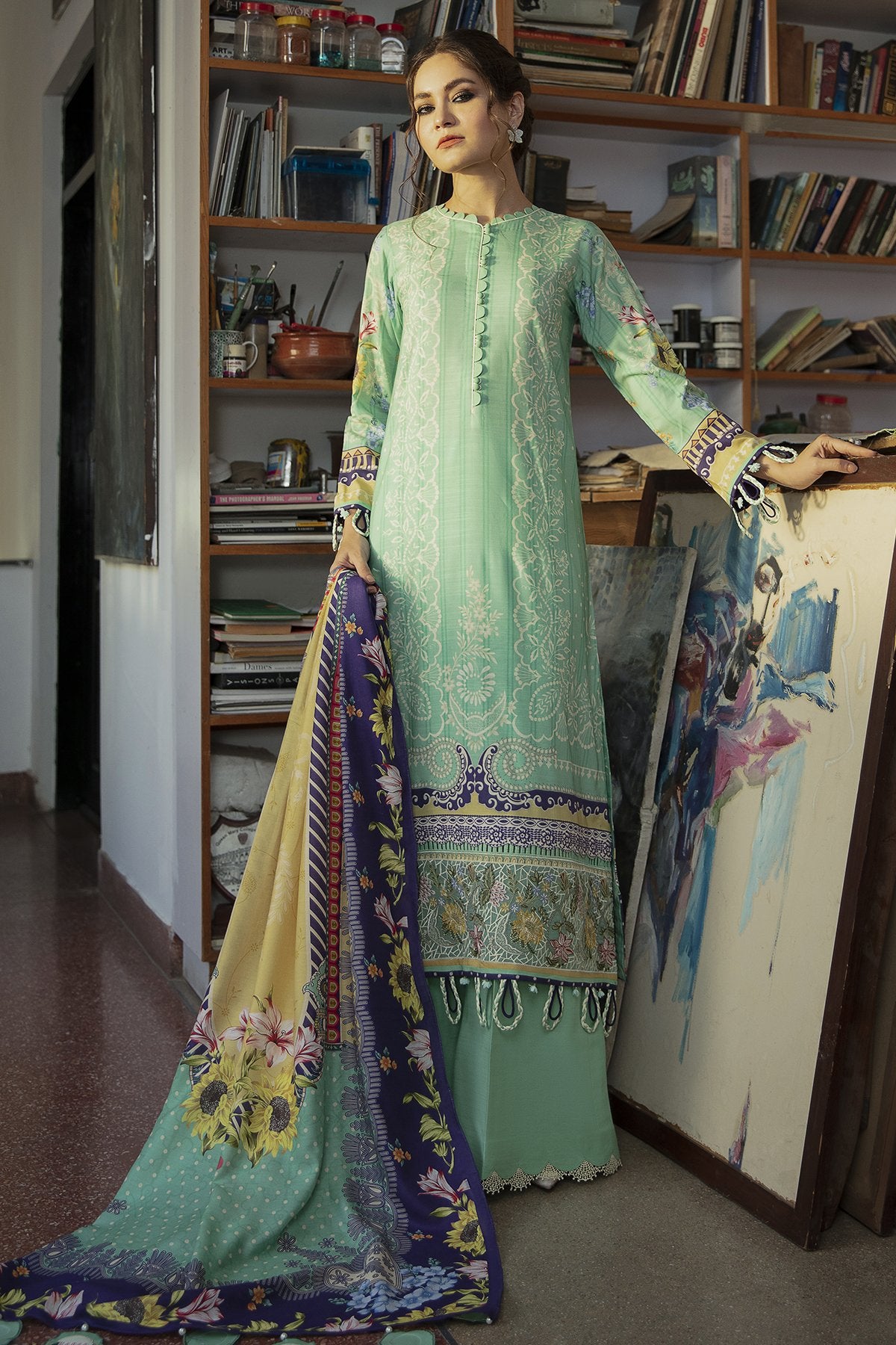ORPHIC | Jazmin Iris Winter Collection 2021 | Unstitched Embroidered Viscose Slub Khaddar Suit