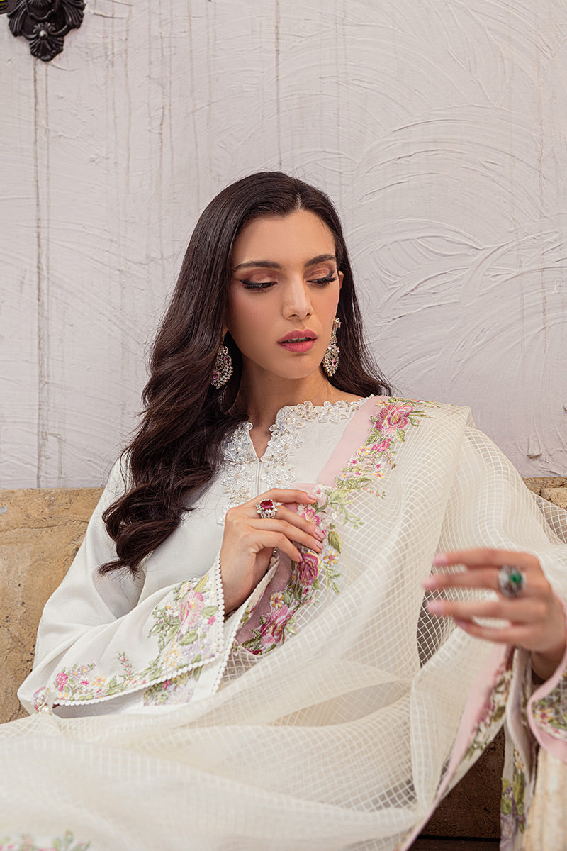 WHITE SAND MLE22-06 | Mushq Eid Pret Drop 2 | 3Pc Cotton Net Suit