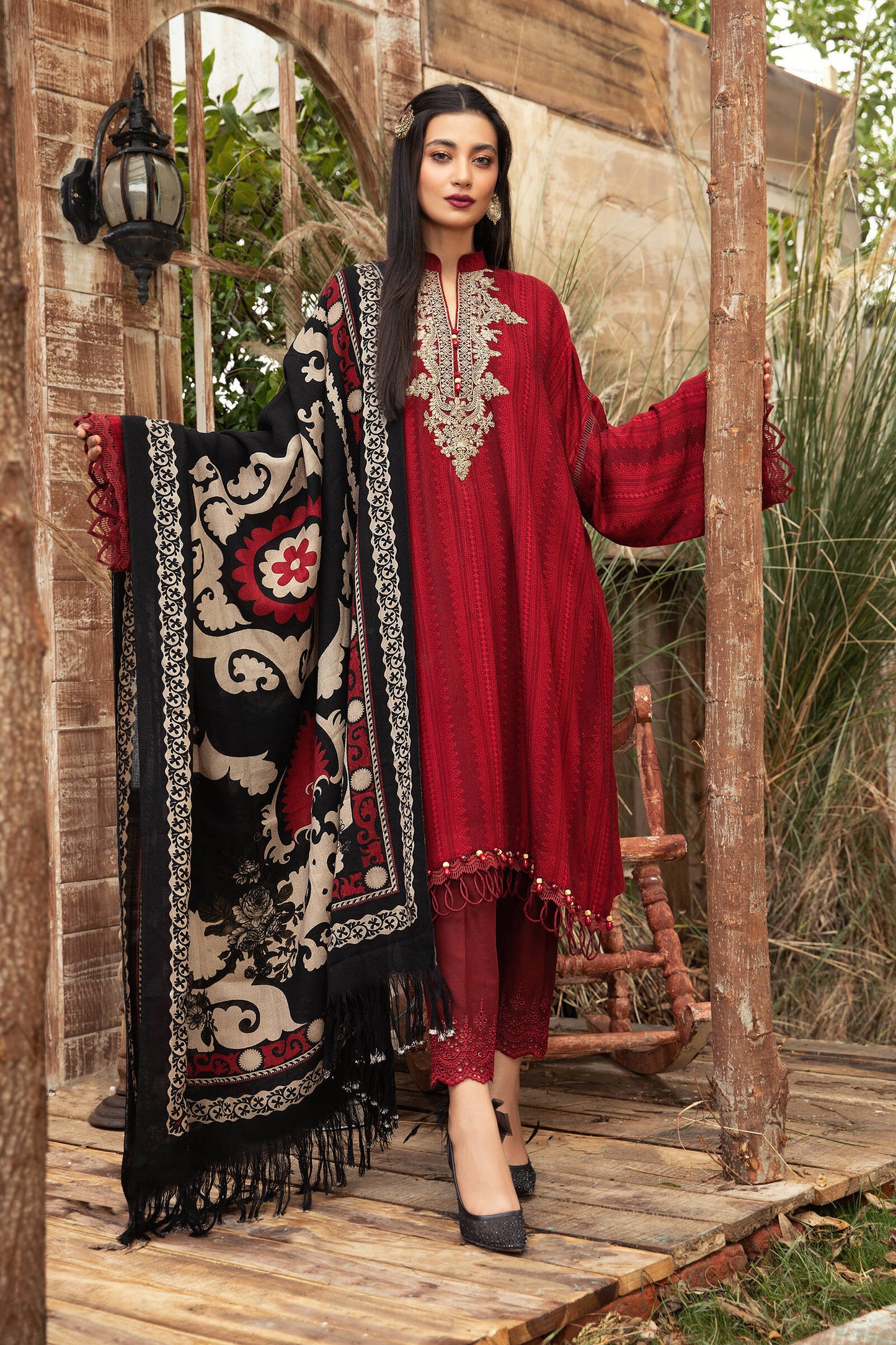 MPT 1204 A | Maria B MPrints Winter Collection 2021 | Unstitched Embroidered Dobby Linen Suits