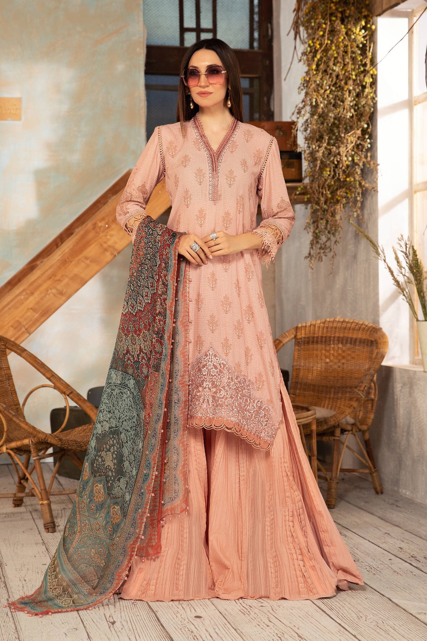 MPT 1212 A | Maria B MPrints Winter Collection 2021 | Unstitched Embroidered Karandi Suits