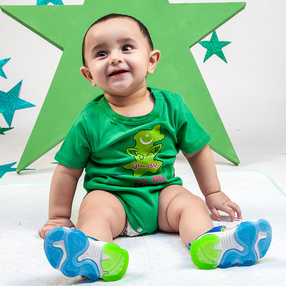 Infants Boys Basic Romper Dil Dil Pakistan - Fern Green | Bachaa Party Baby Clothes Rompers