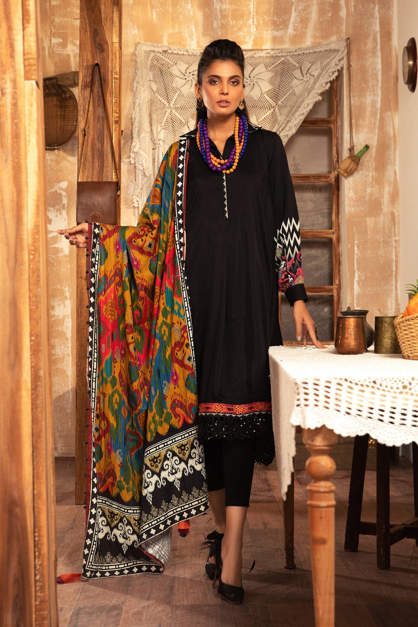 MPT 1209 B | Maria B MPrints Winter Collection 2021 | Unstitched Embroidered Khaddar Suits