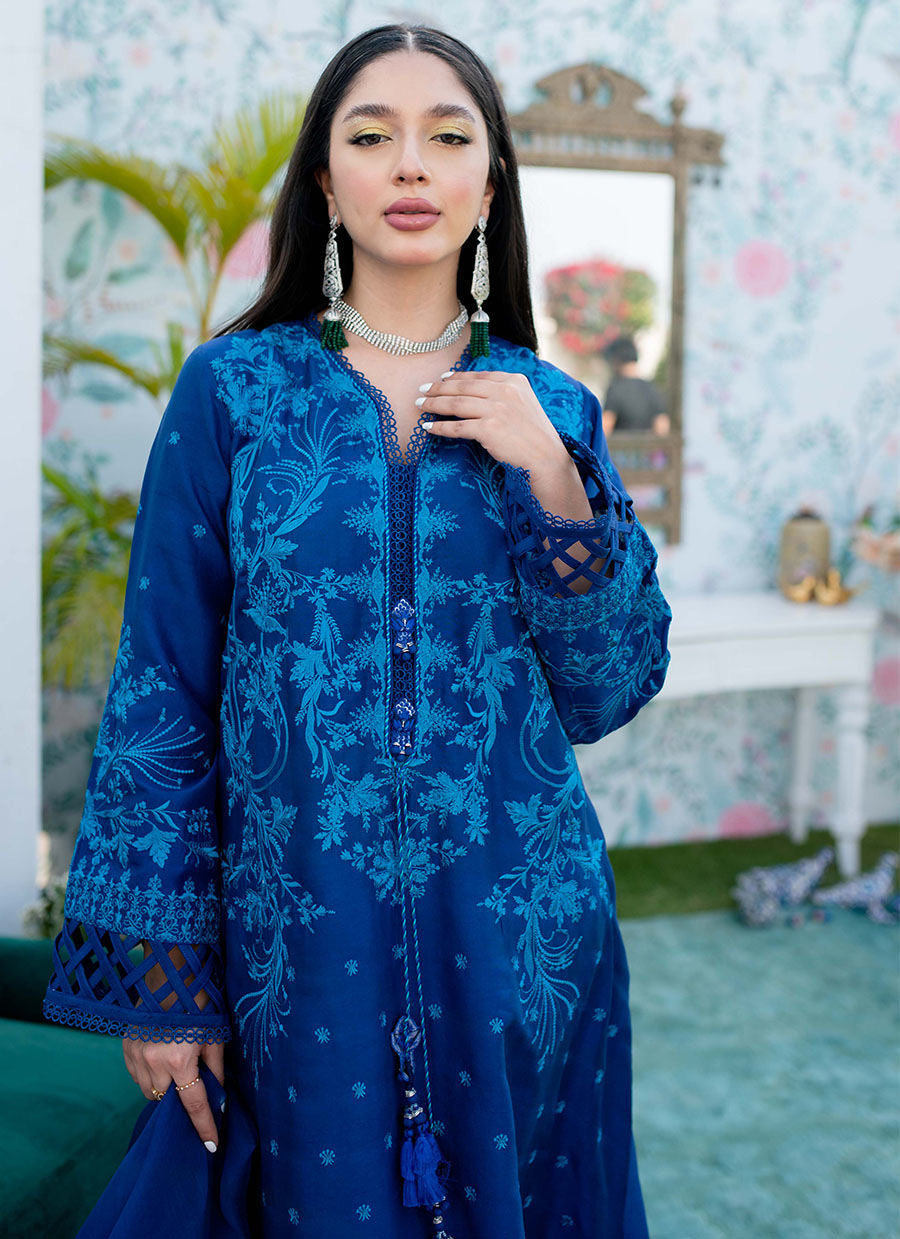 ROYAL IRIS SHIRT AND DUPATTA | Farah Talib Aziz Eid Edit Drop 2 Collection | Embroidered Stitched Raw Silk Suit