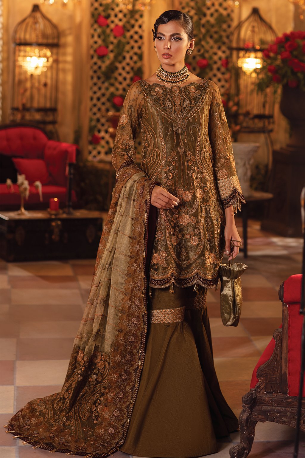 IMC-07 GOLDEN DAYS-3PC | Iznik Meraki Luxury Chiffon Collection 2021 | Unstitched Embroidered Luxury Chiffon Suits