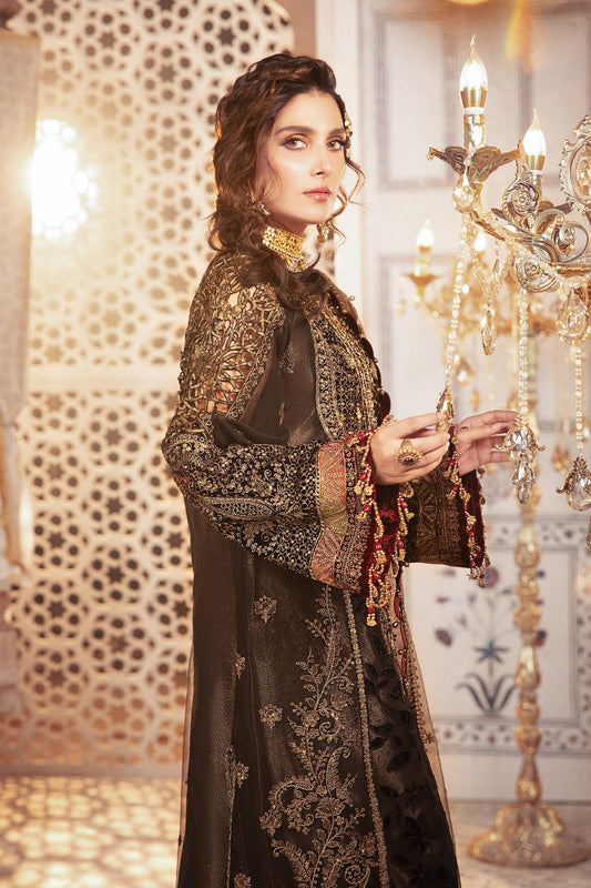 BD-2301 Black and burnt gold | Maria B Mbroidered Winter Wedding Collection 2021 | Unstitched Embroidered Suits