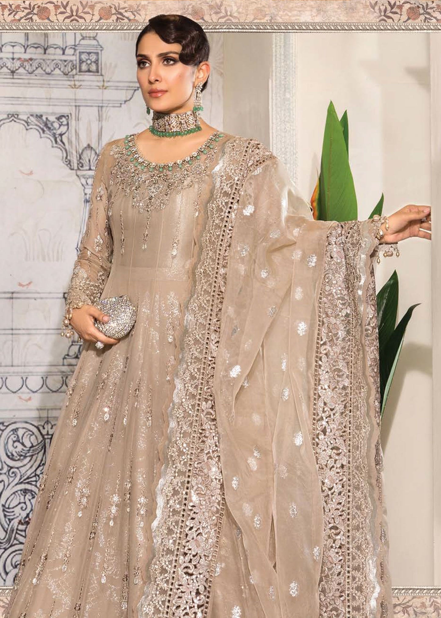 Nude Pink (BD-2406) | Maria B Mbroidered Heritage Edition 2022 | Unstitched Embroidered Chiffon Suits