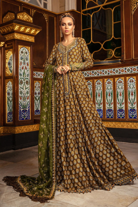 DL-912-Brown | Maria B Winter Linen Unstitched Collection 2021 | Unstitched Embroidered Linen Suits