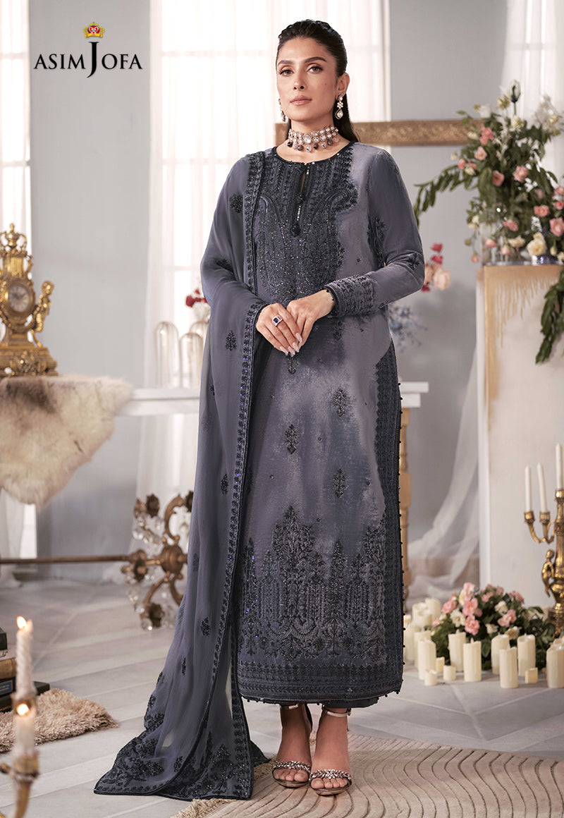 AJAM-05 | The Ayeza Edit by Asim Jofa Makhmal Royal Velvet Winter Collection 2022 | Unstitched Embroidered Velvet Suits