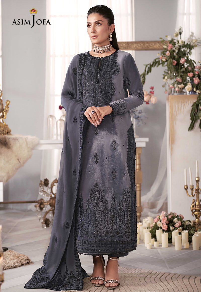 AJAM-05 | The Ayeza Edit by Asim Jofa Makhmal Royal Velvet Winter Collection 2022 | Unstitched Embroidered Velvet Suits