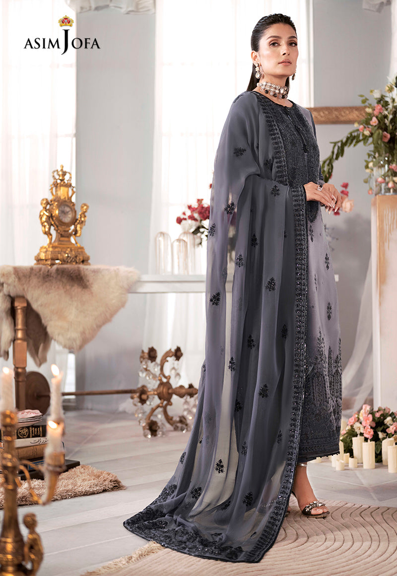 AJAM-05 | The Ayeza Edit by Asim Jofa Makhmal Royal Velvet Winter Collection 2022 | Unstitched Embroidered Velvet Suits
