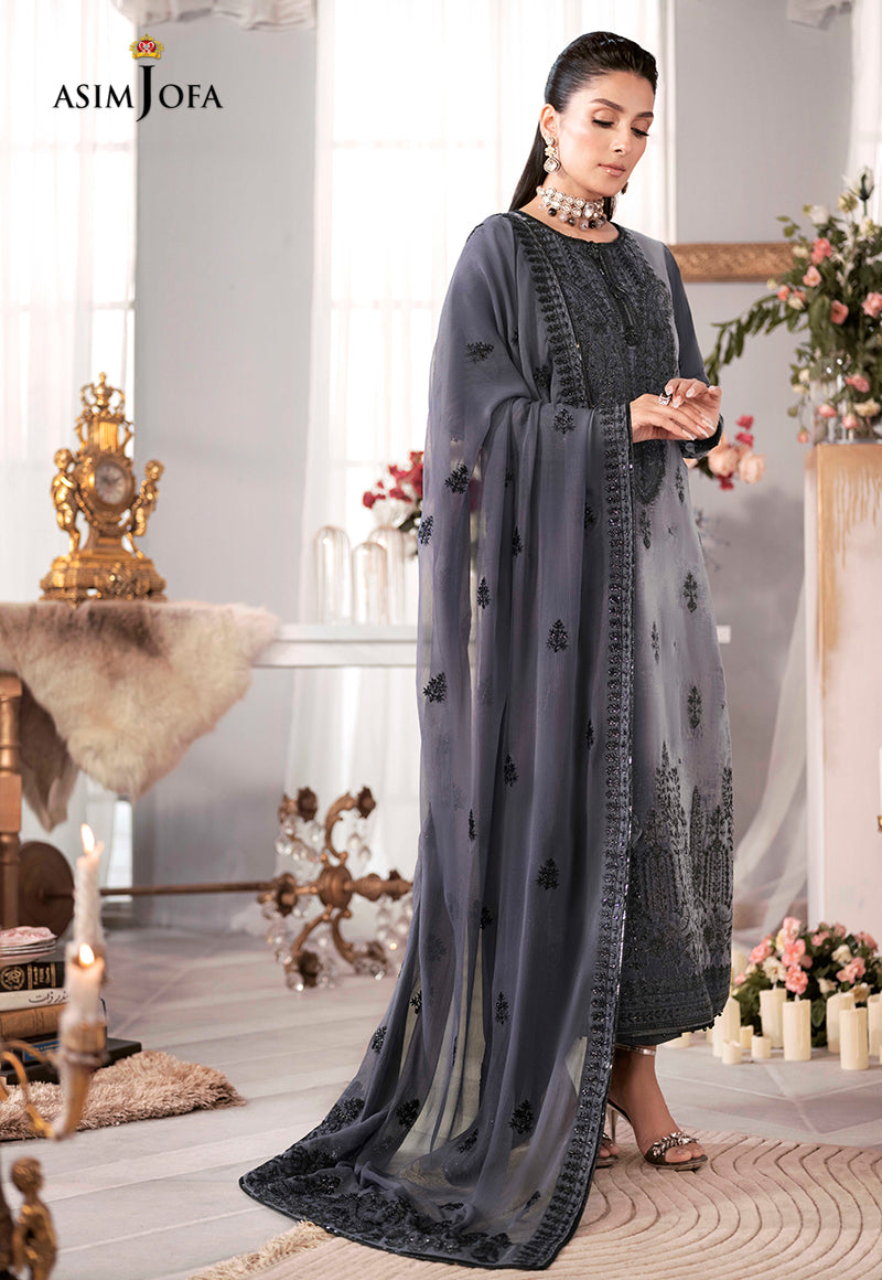 AJAM-05 | The Ayeza Edit by Asim Jofa Makhmal Royal Velvet Winter Collection 2022 | Unstitched Embroidered Velvet Suits