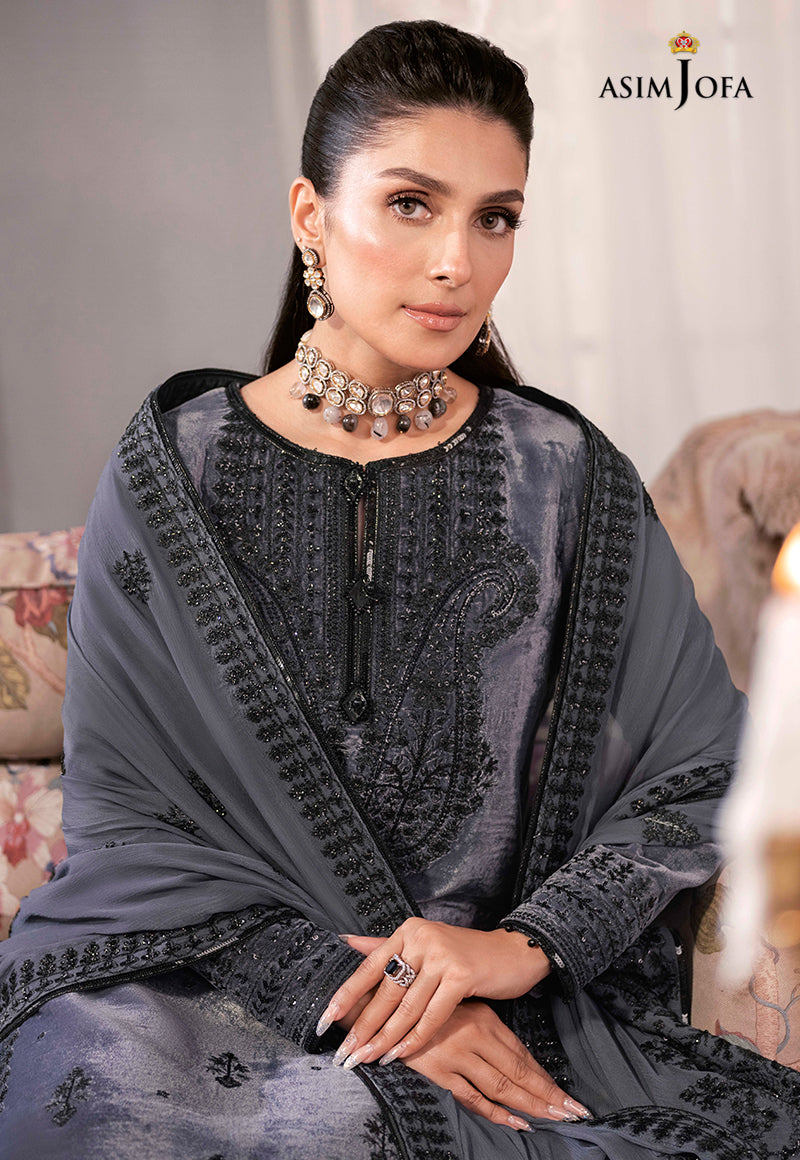 AJAM-05 | The Ayeza Edit by Asim Jofa Makhmal Royal Velvet Winter Collection 2022 | Unstitched Embroidered Velvet Suits