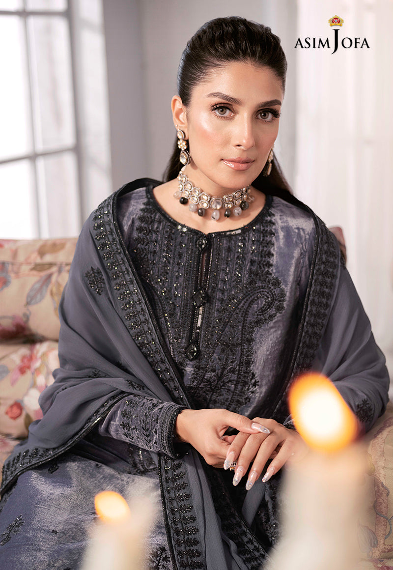AJAM-05 | The Ayeza Edit by Asim Jofa Makhmal Royal Velvet Winter Collection 2022 | Unstitched Embroidered Velvet Suits