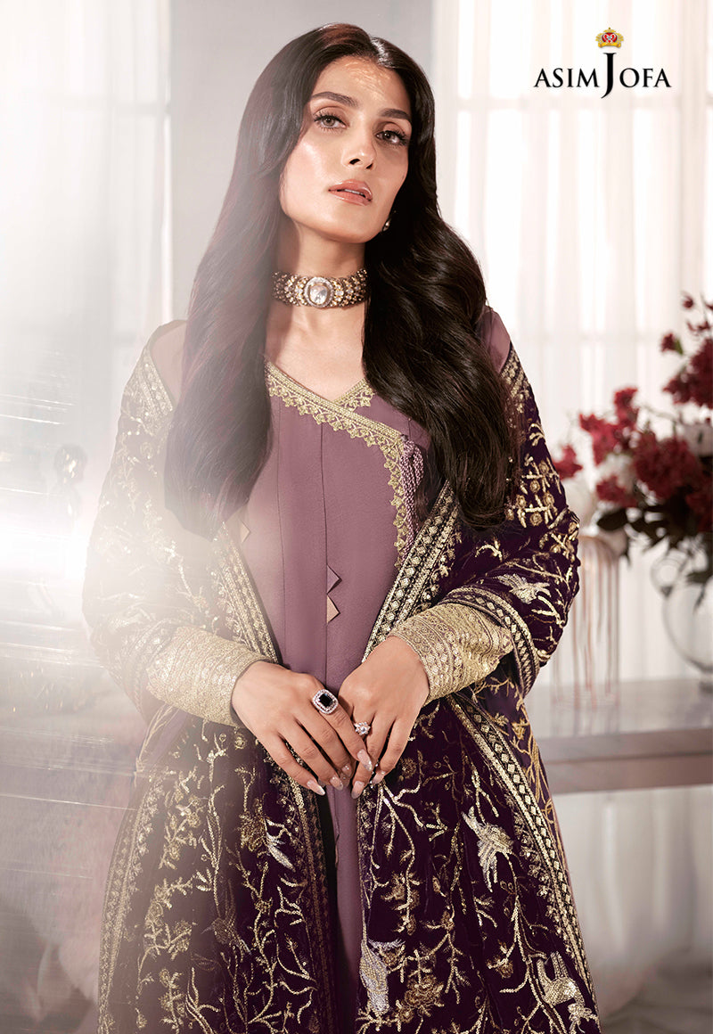 AJAM-09 | The Ayeza Edit by Asim Jofa Makhmal Royal Velvet Winter Collection 2022 | Unstitched Embroidered Velvet Suits