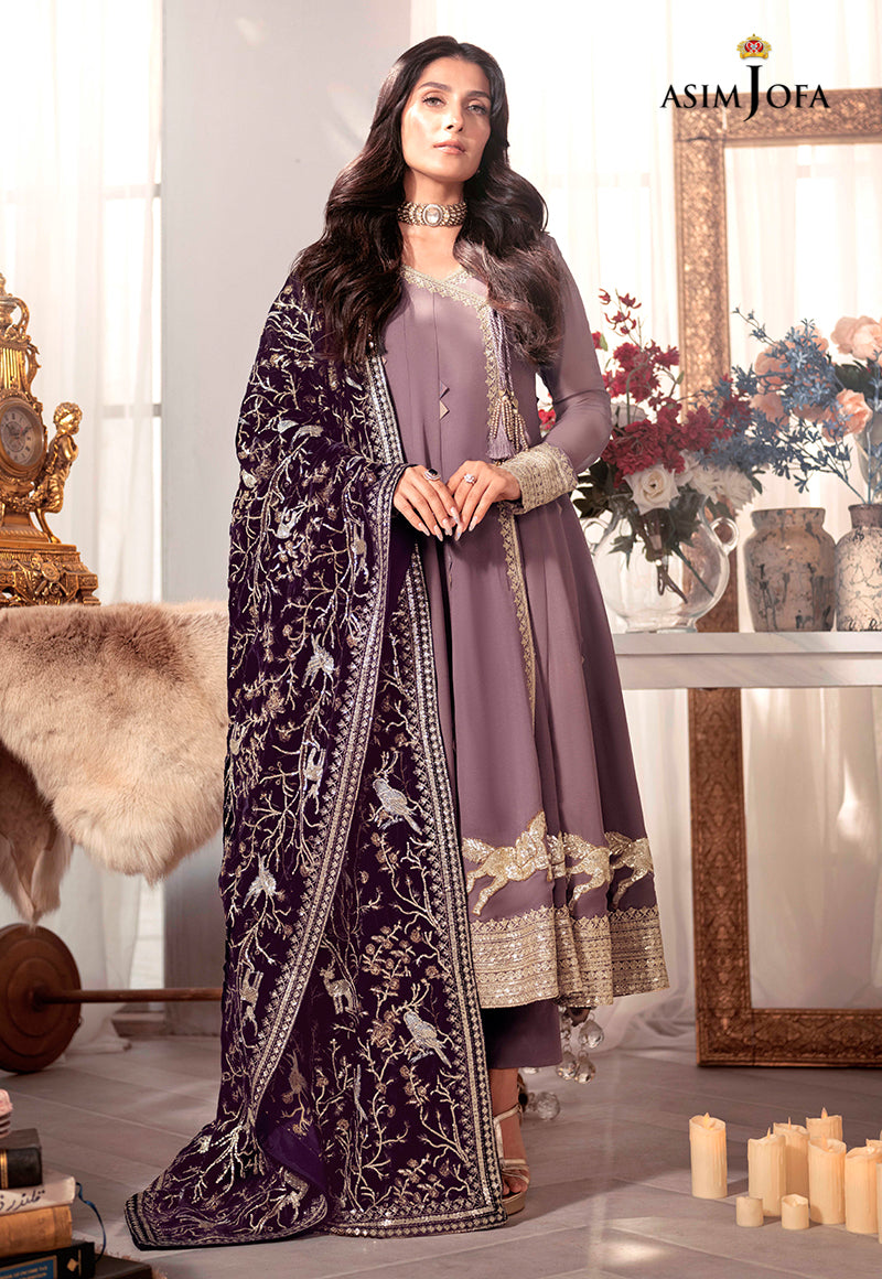 AJAM-09 | The Ayeza Edit by Asim Jofa Makhmal Royal Velvet Winter Collection 2022 | Unstitched Embroidered Velvet Suits