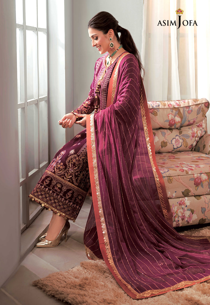AJAM-10 | The Ayeza Edit by Asim Jofa Makhmal Royal Velvet Winter Collection 2022 | Unstitched Embroidered Velvet Suits