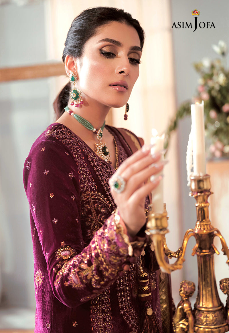 AJAM-10 | The Ayeza Edit by Asim Jofa Makhmal Royal Velvet Winter Collection 2022 | Unstitched Embroidered Velvet Suits