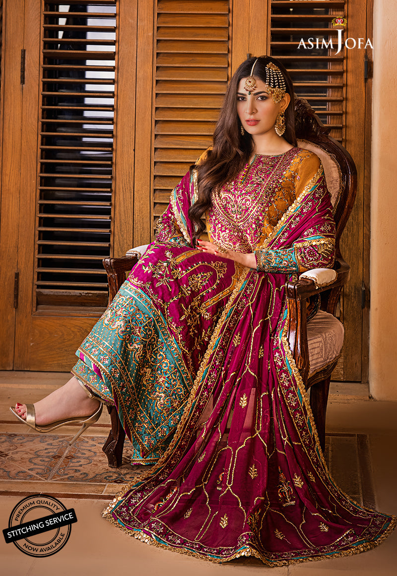 AJBN-04 | Asim Jofa Baad-e-Naubahar Wedding Collection 2022 | Embroidered Raw Silk Suits