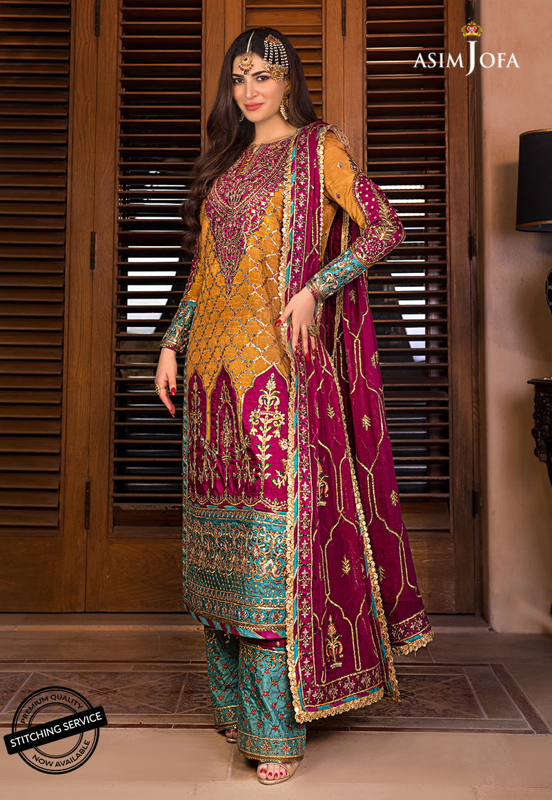 AJBN-04 | Asim Jofa Baad-e-Naubahar Wedding Collection 2022 | Embroidered Raw Silk Suits