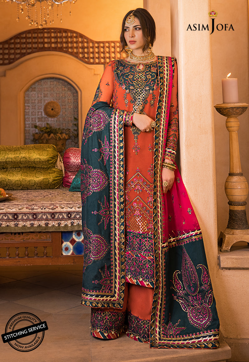 AJBN-08 | Asim Jofa Baad-e-Naubahar Wedding Collection 2022 | Embroidered Chiffon Suits