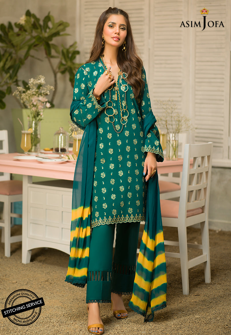 AJES-18 | Asim Jofa AJ Essentials Summer Collection 2022 | Embroidered Cotton Suits Unstitched 3 Piece