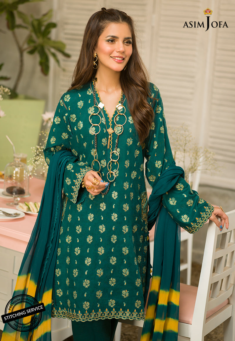 AJES-18 | Asim Jofa AJ Essentials Summer Collection 2022 | Embroidered Cotton Suits Unstitched 3 Piece