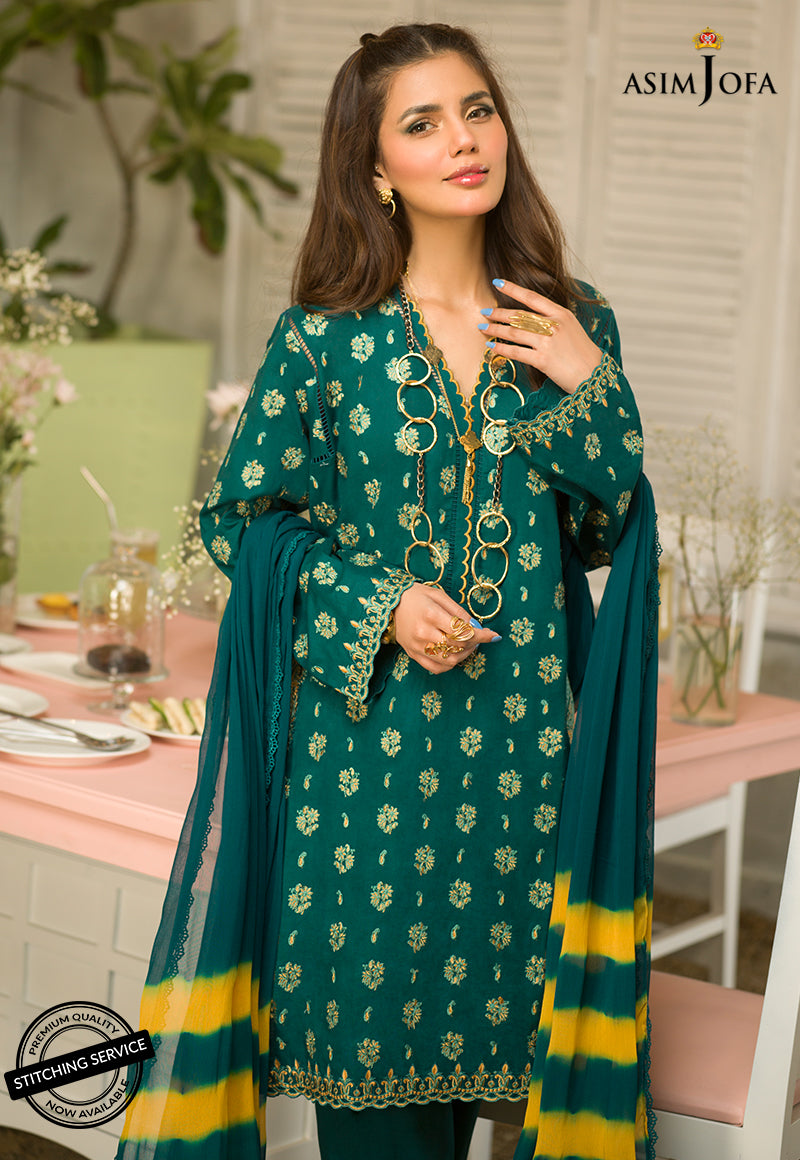 AJES-18 | Asim Jofa AJ Essentials Summer Collection 2022 | Embroidered Cotton Suits Unstitched 3 Piece
