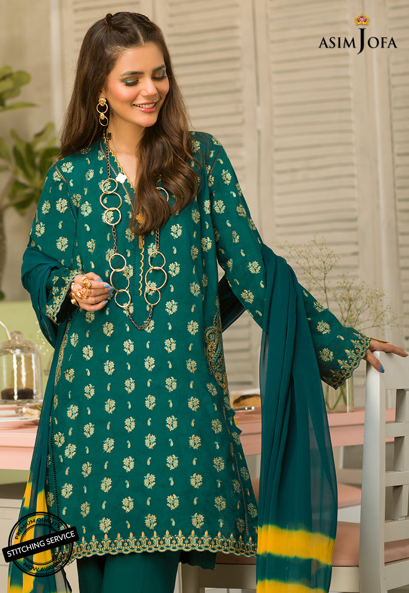 AJES-18 | Asim Jofa AJ Essentials Summer Collection 2022 | Embroidered Cotton Suits Unstitched 3 Piece