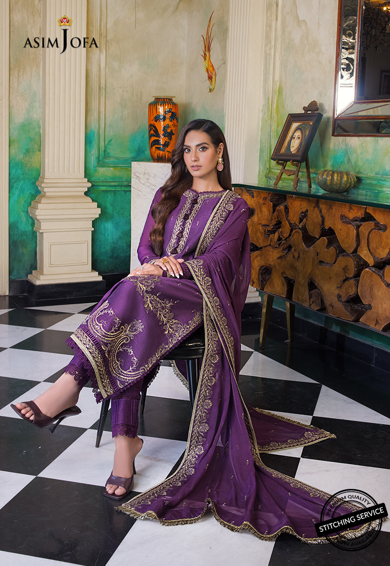AJIM-05 Asim Jofa The Iqra & Minal Edit Winter Collection 2022 | Unstitched Embroidered Cotton Suits