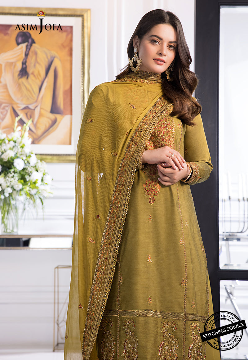AJIM-08 Asim Jofa The Iqra & Minal Edit Winter Collection 2022 | Unstitched Embroidered Cotton Suits
