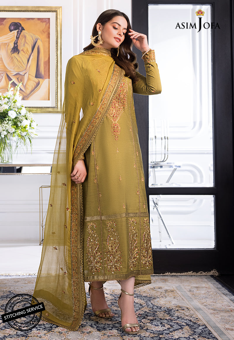 AJIM-08 Asim Jofa The Iqra & Minal Edit Winter Collection 2022 | Unstitched Embroidered Cotton Suits