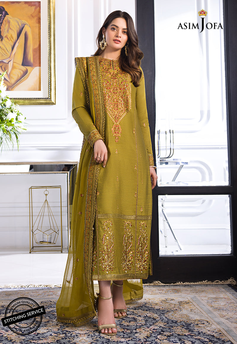 AJIM-08 Asim Jofa The Iqra & Minal Edit Winter Collection 2022 | Unstitched Embroidered Cotton Suits