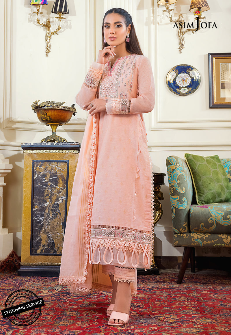AJIM-09 Asim Jofa The Iqra & Minal Edit Winter Collection 2022 | Unstitched Embroidered Cotton Suits