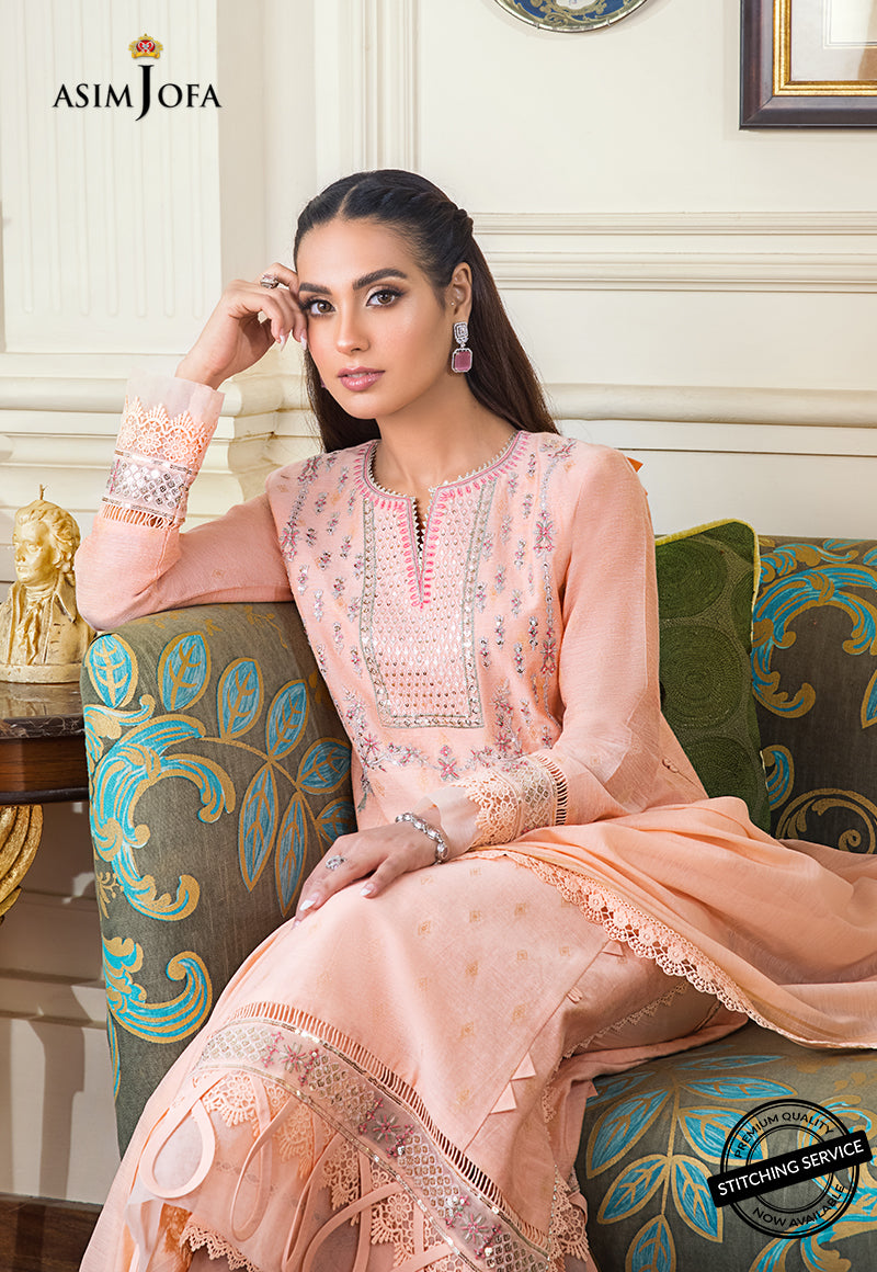 AJIM-09 Asim Jofa The Iqra & Minal Edit Winter Collection 2022 | Unstitched Embroidered Cotton Suits