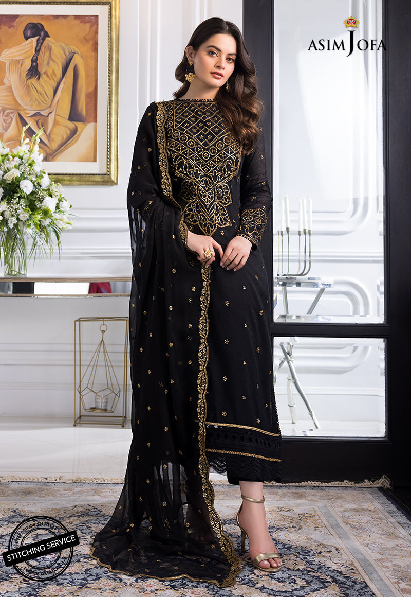 AJIM-14 Asim Jofa The Iqra & Minal Edit Winter Collection 2022 | Unstitched Embroidered Cotton Suits