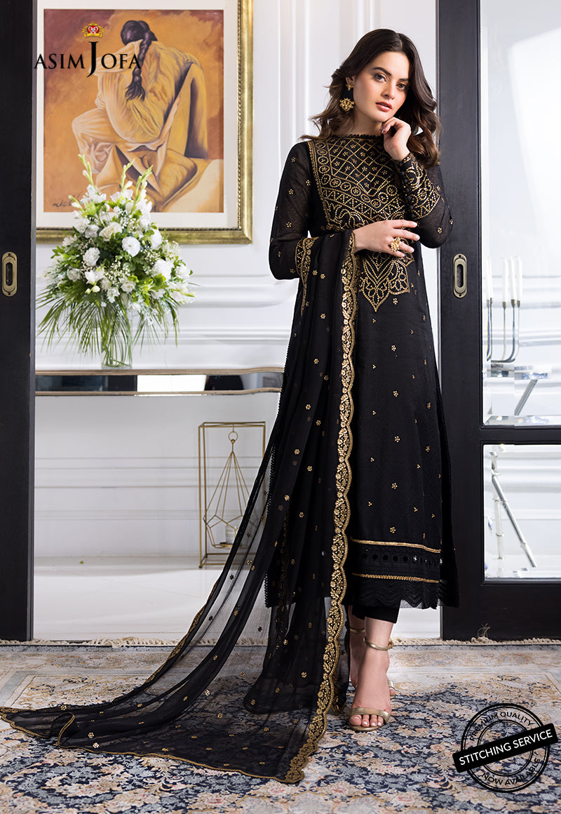 AJIM-14 Asim Jofa The Iqra & Minal Edit Winter Collection 2022 | Unstitched Embroidered Cotton Suits