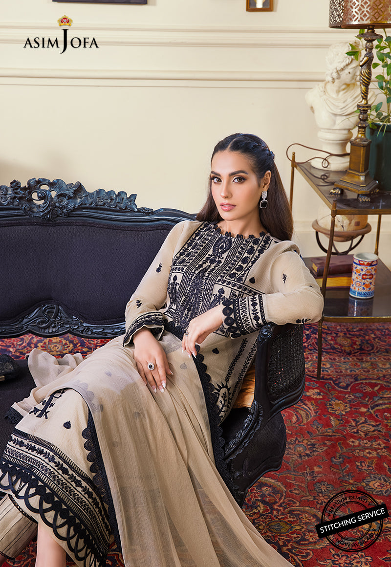 AJIM-17 Asim Jofa The Iqra & Minal Edit Winter Collection 2022 | Unstitched Embroidered Cotton Suits