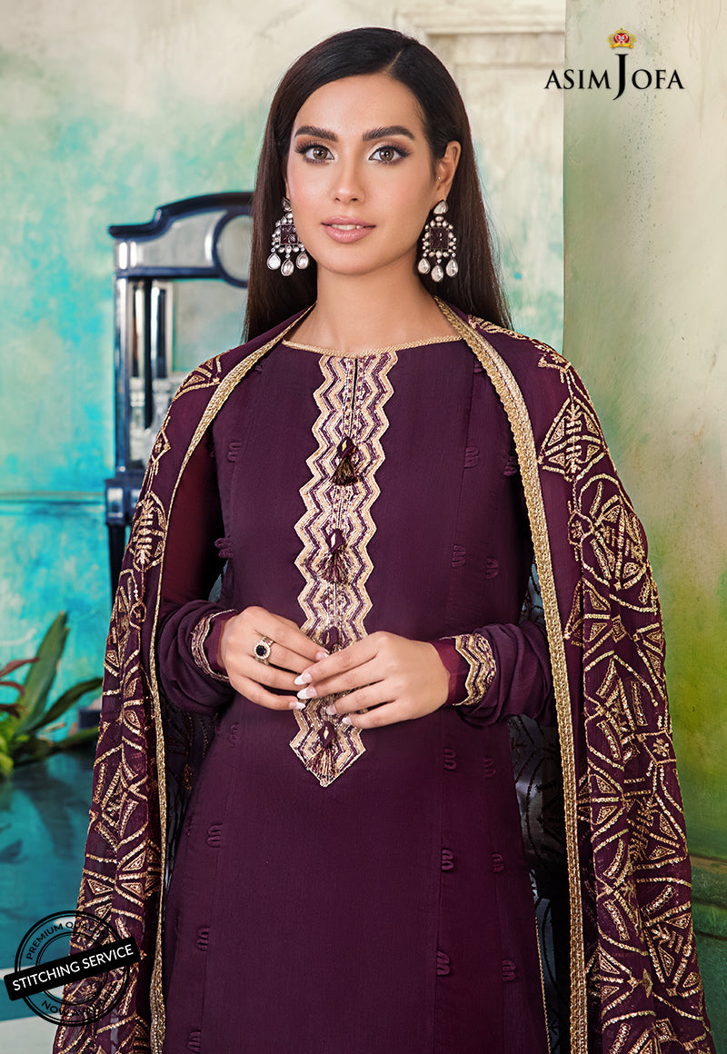 AJIM-19 | Asim Jofa The Iqra & Minal Edit Winter Collection 2022 | Unstitched Embroidered Cotton Suits