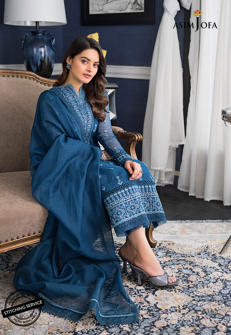 AJIM-20 Asim Jofa The Iqra & Minal Edit Winter Collection 2022 | Unstitched Embroidered Cotton Suits